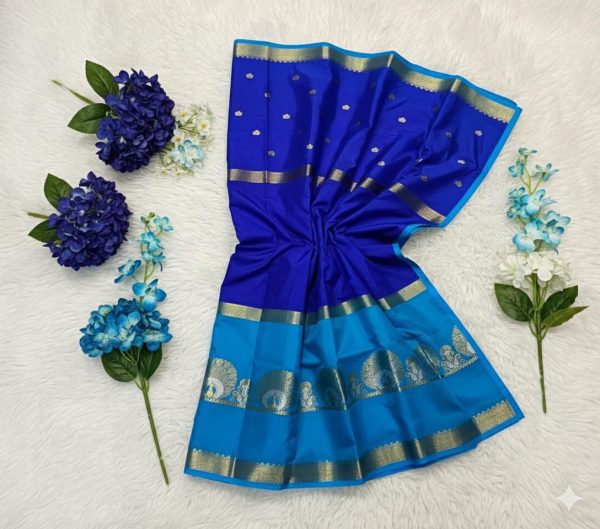 Premium Semi Mysore Crape(Royal Blue)