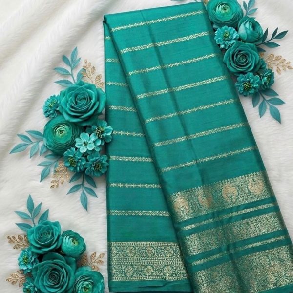 Teal Green (Sea Green) Premium Crepe saree