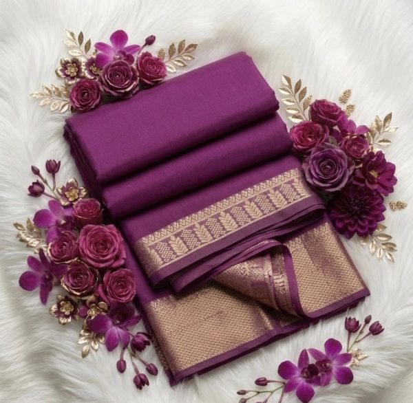 Deep Magenta 💜High-Quality Premium Crepe Saree